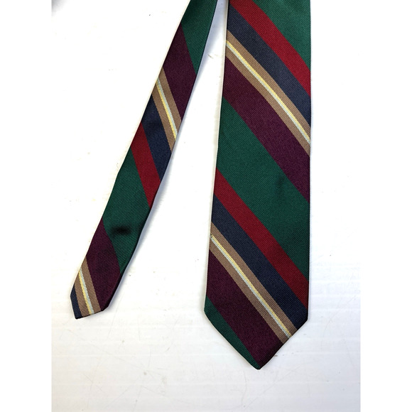 Striped Tie Barnett Bros Classic Burgundy Green Navy 3" W Business Preppy USA - Picture 2 of 9